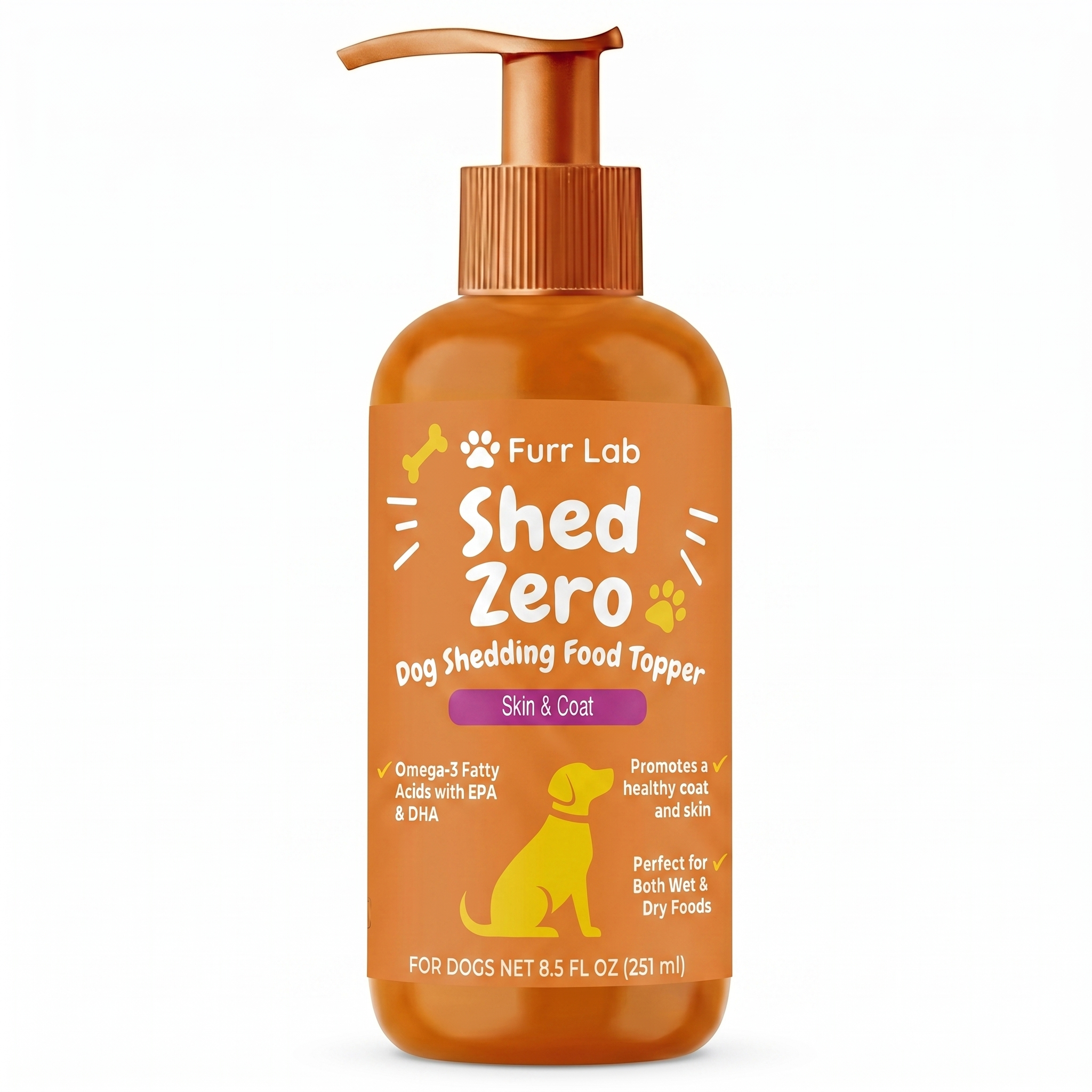 Hand holding a bottle of 'BADA BING! BADA BEEF!' dog food seasoning with pet food background.